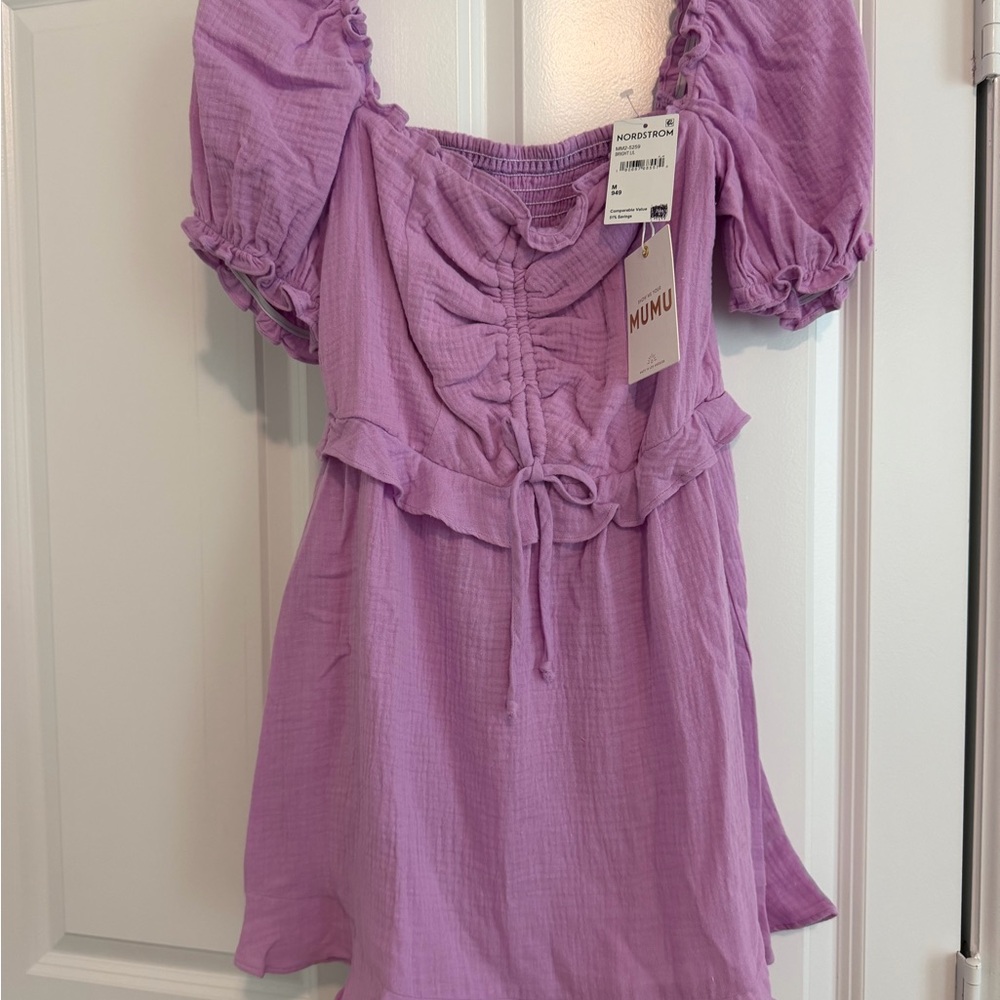 Show me your mumu Lavender Ruched Puff Sleeve Mini Dress